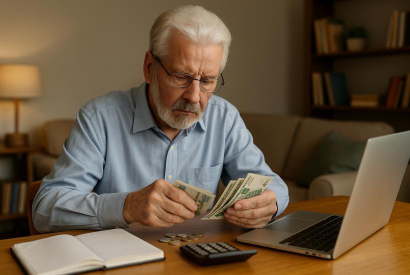 Пенсионер считает деньги дома