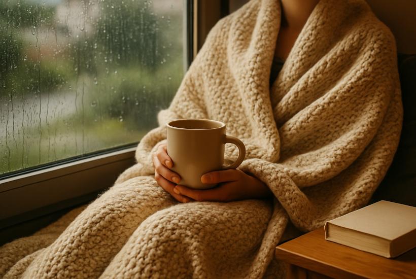 Тёплый плед и дождь за окном