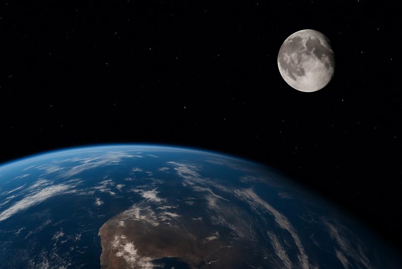 Луна и Земля в космосе