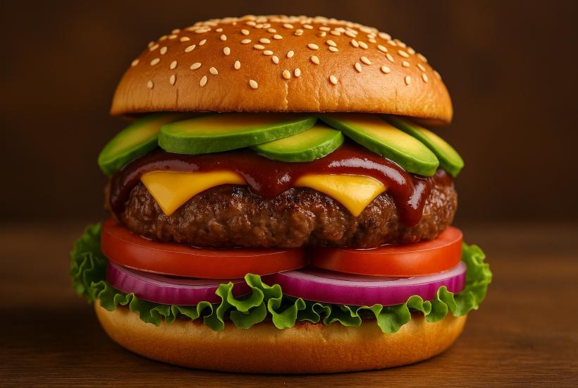 Домашний чизбургер с авокадо и соусом барбекю