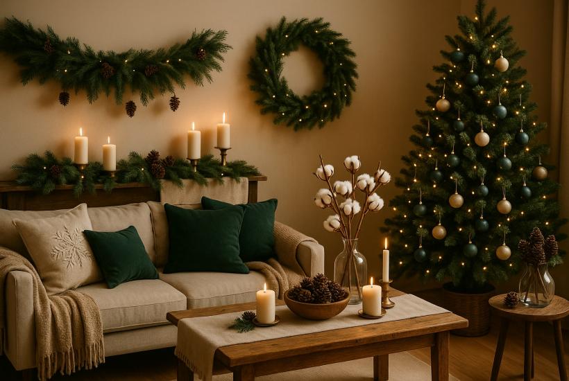 Новогодний декор в гостиной