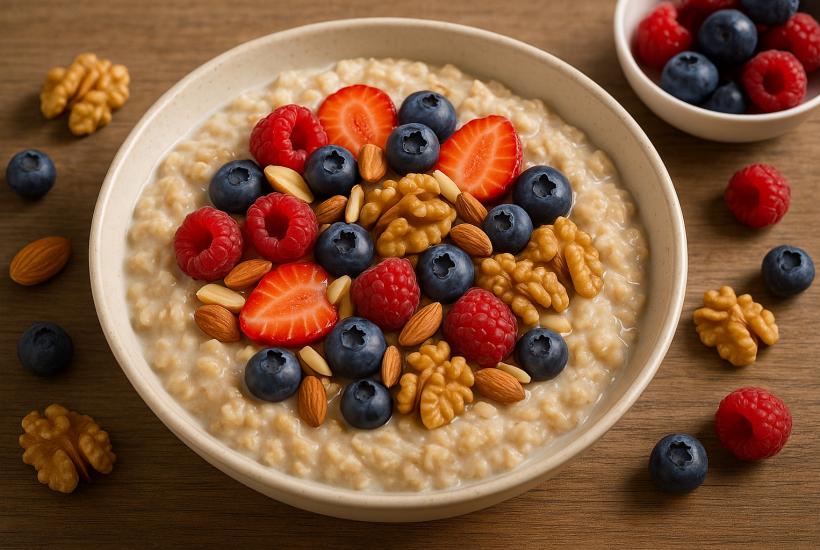 Овсянка с орехами и ягодами
