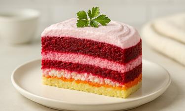 Свекольное суфле делает салат "Красный бархат" особенно нежным