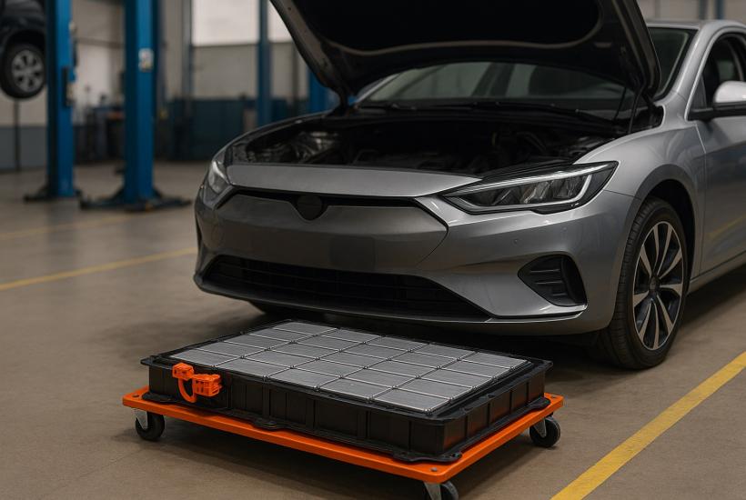 Замена батареи у электрокара (без человека)