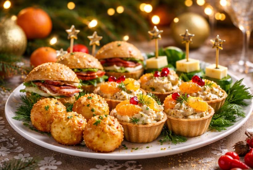 Праздничные закуски крупным планом