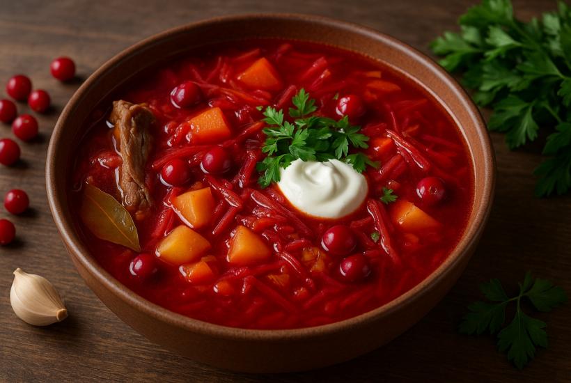Магаданский борщ с клюквой