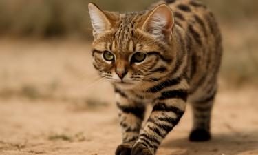 Наблюдение за черноногой кошкой в саванне ведётся с помощью фотоловушек