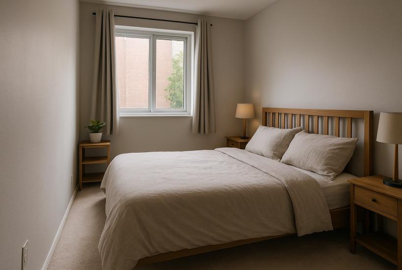 Уютная спальня с большой кроватью