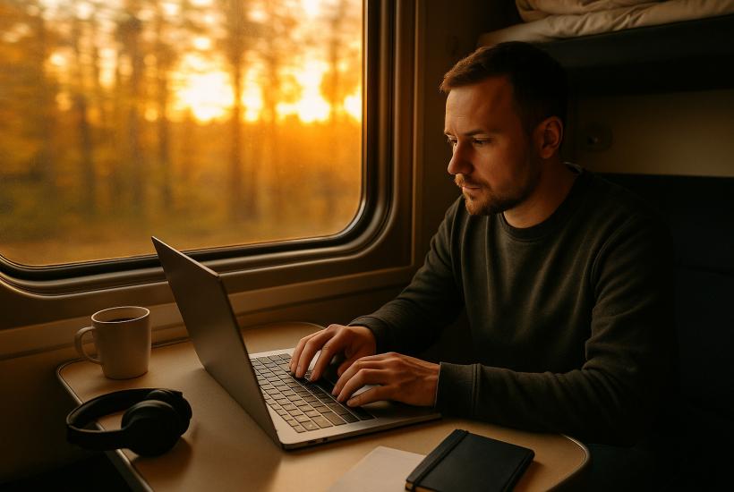 Работа в поезде с ноутбуком