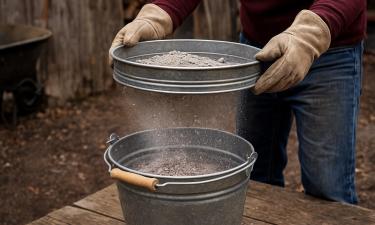 Хранение золы в металлических вёдрах защищает её от влаги