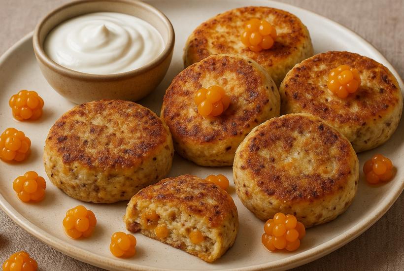 Льняные сырники с орехами и морошкой