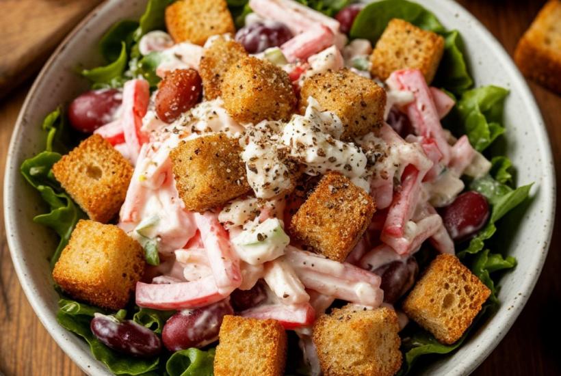 Салат с сухариками и фасолью