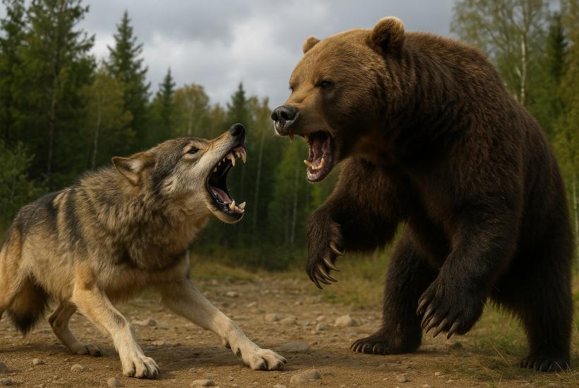 Волк против медведя