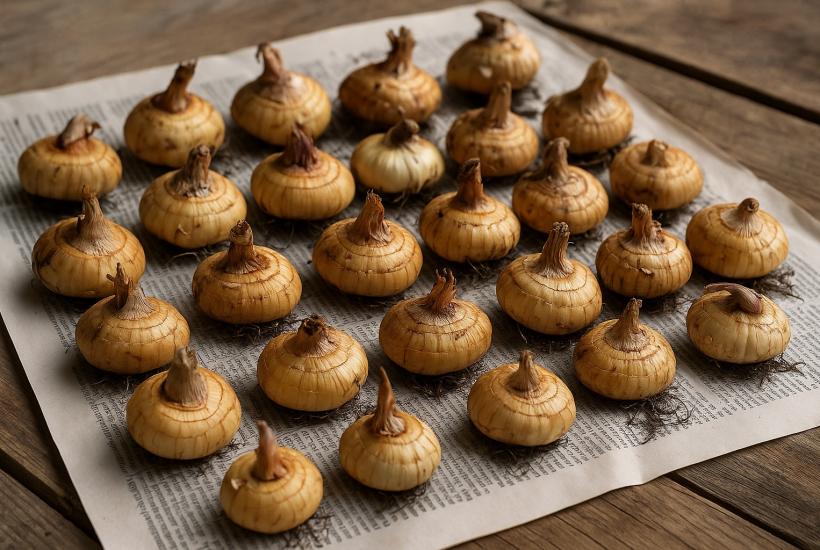 Луковицы гладиолусов на хранении