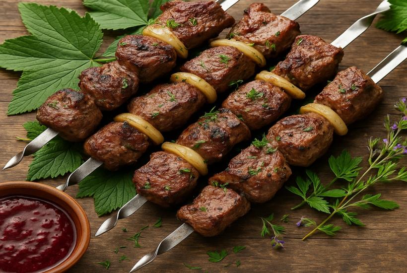 Шашлык из ягнёнка с настоем смородинового листа Шашлык из ягнёнка с настоем смородинового листа