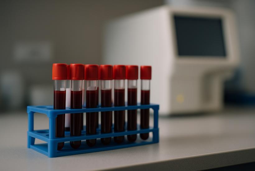 Пробирки с образцами крови в лаборатории