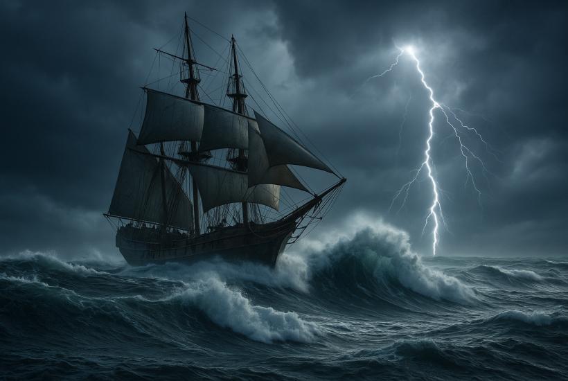 Корабль в буре Бермудского треугольника