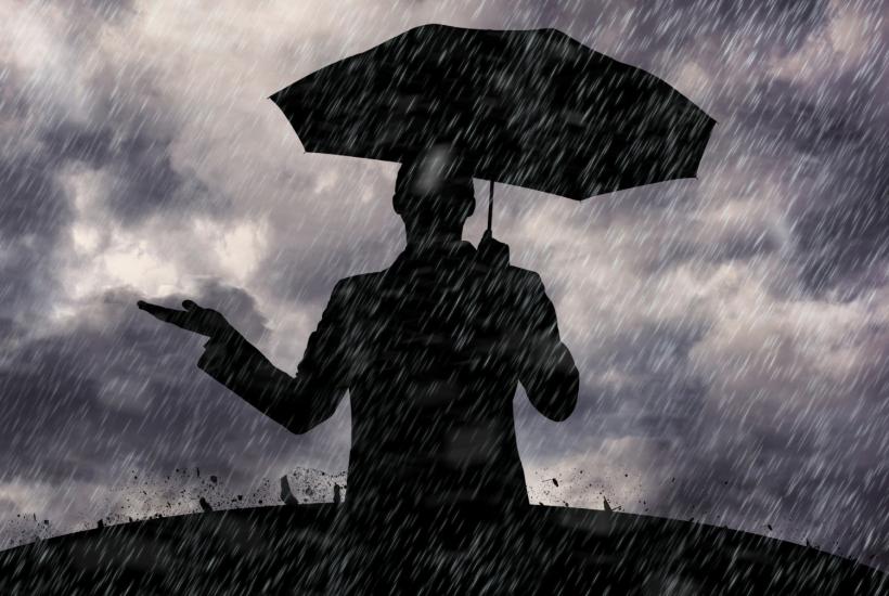 человек под дождём