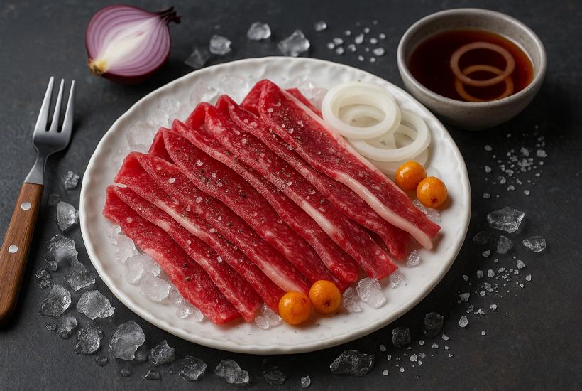 Традиционная строганина из моржа