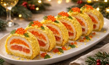 Рулет Царский готовят за 15 минут и охлаждают перед подачей
