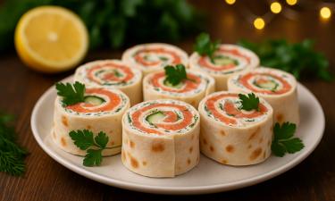 Рецепт рулетов из лаваша с красной рыбой и яйцами для новогоднего стола