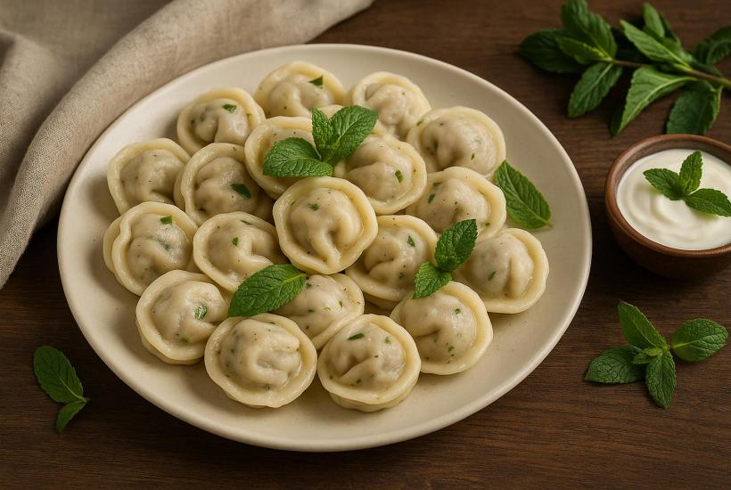 Пельмени с бараниной и мятой по-поморски