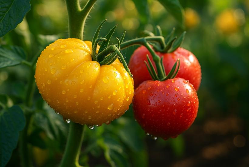 Крупные томаты на ветке