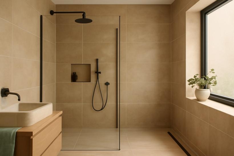 Современная душевая кабина без поддона