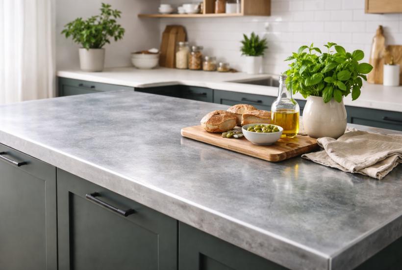 Современная кухня с цинковой столешницей