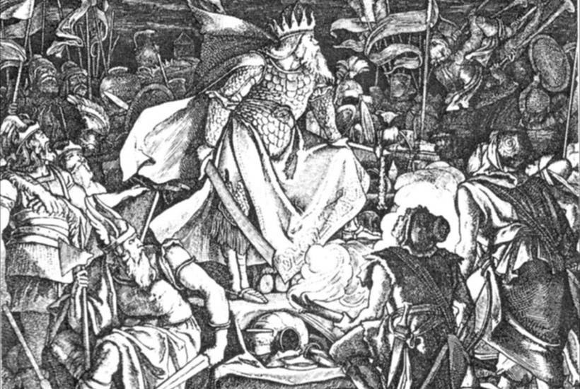 Король Этцель или вождь гуннов Аттила, гравюра