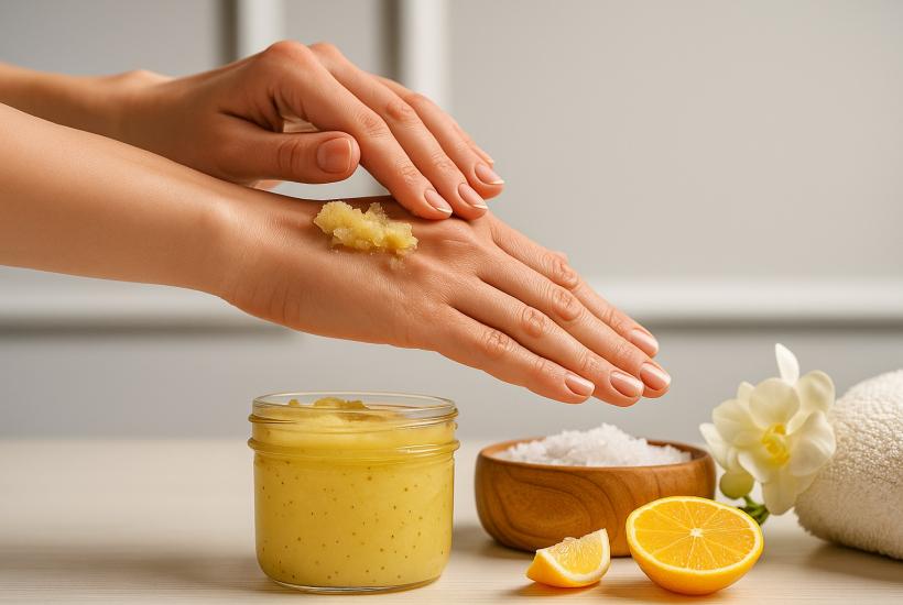 Домашний лимонный скраб для мягких рук