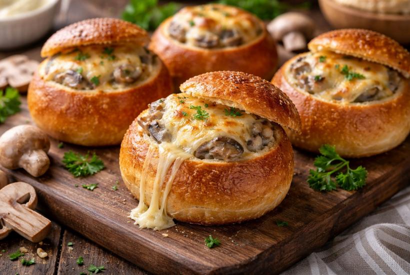 Жюльен в булочке запекают при 180 °C в течение 7 – 10 минут