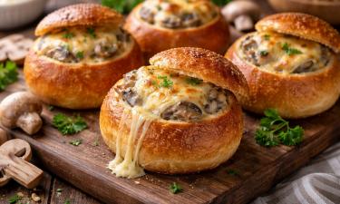 Жюльен в булочке запекают при 180 °C в течение 7 – 10 минут