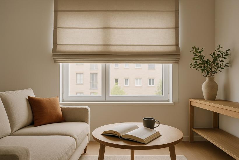 Римские жалюзи в гостиной