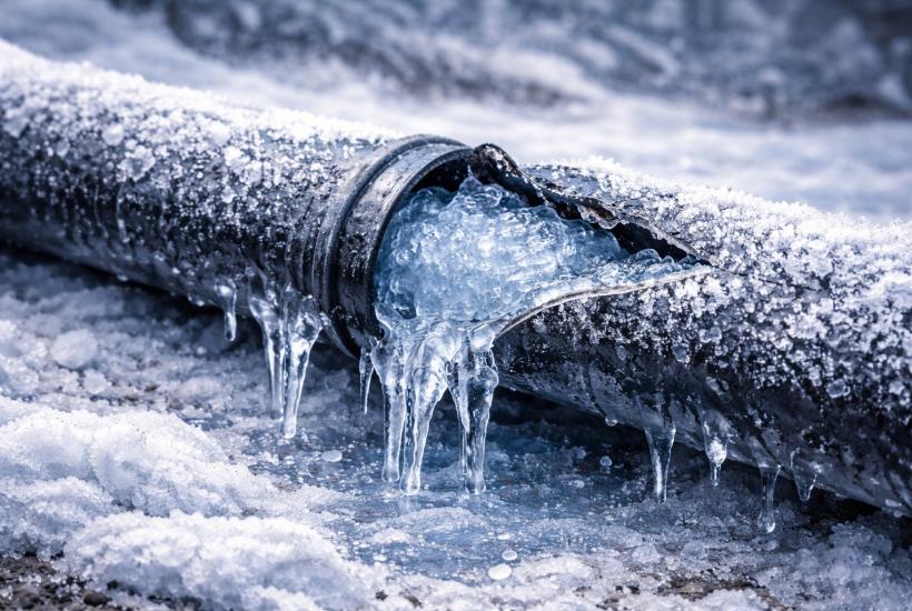 Ледяной разлом на водопроводе