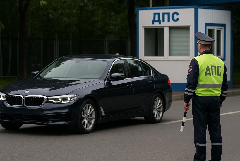 BMW проезжает мимо поста ДПС