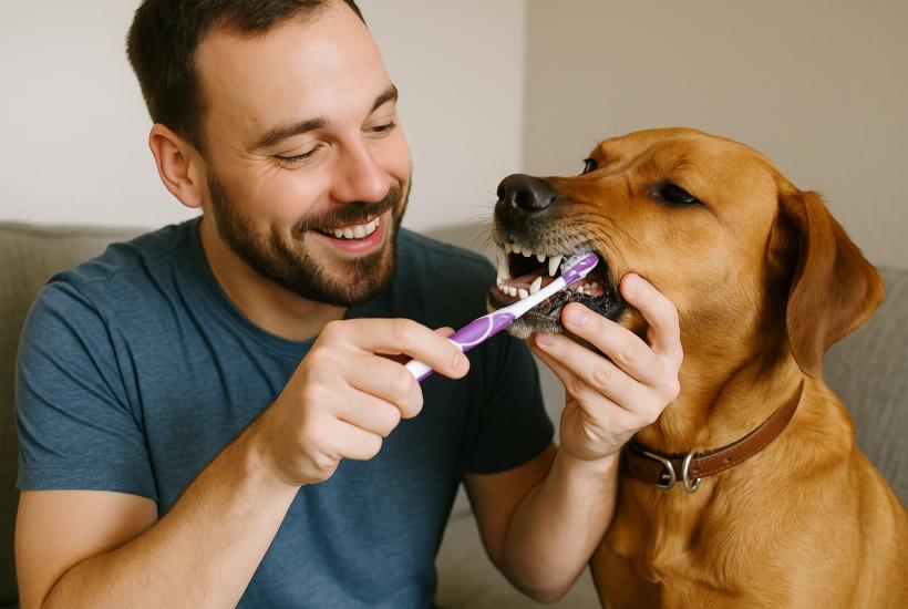Чистка зубов собаки