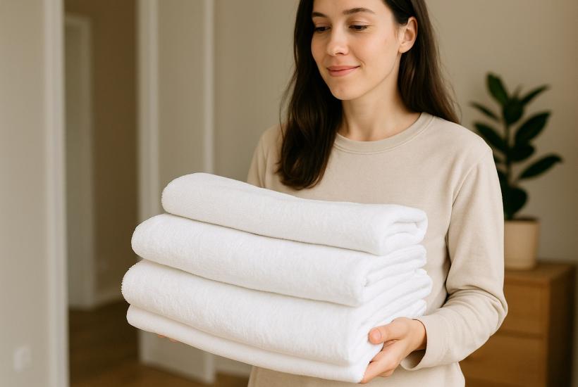 Девушка с белым бельём